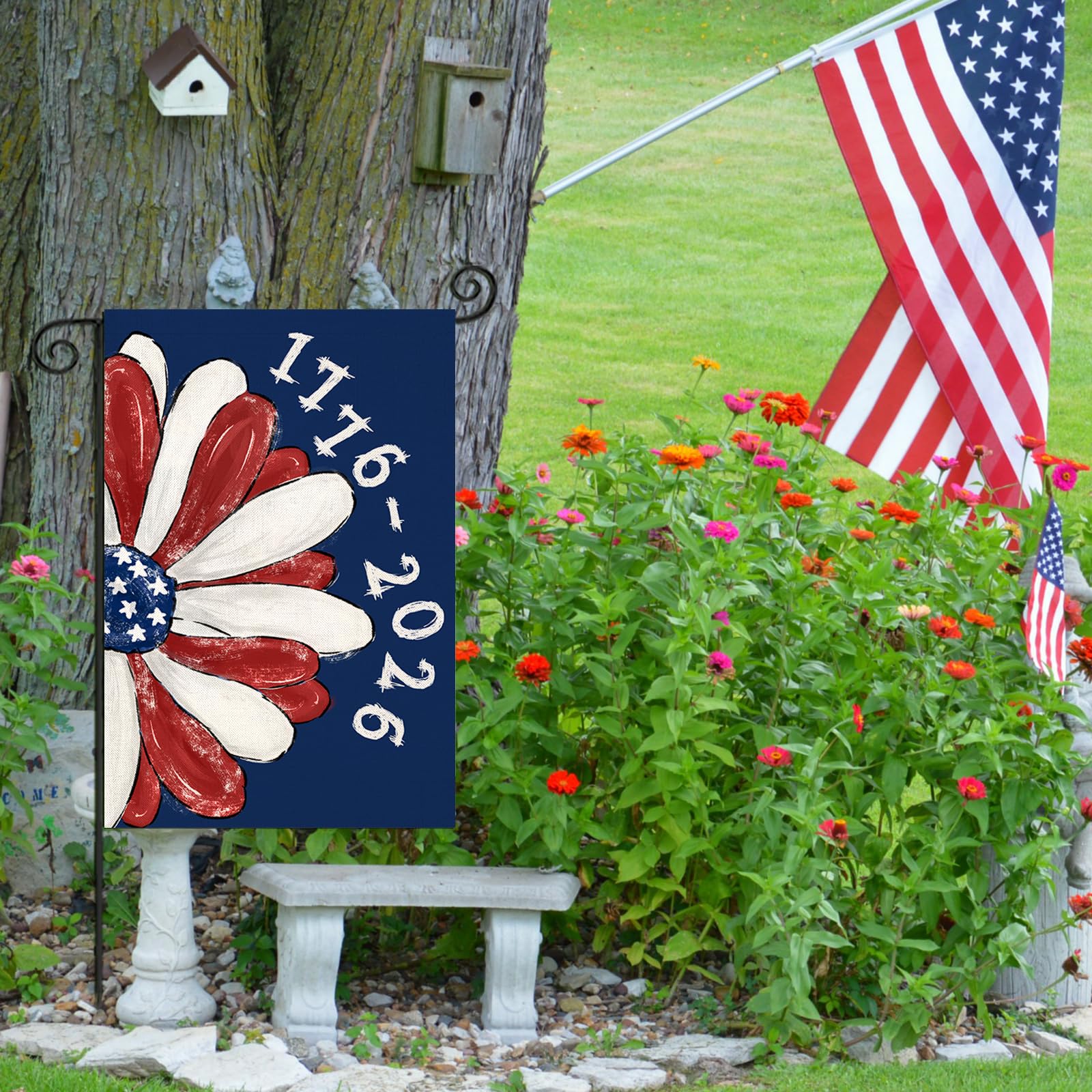 EKOREST patriotic yard flag ideal for porch or patio decor.