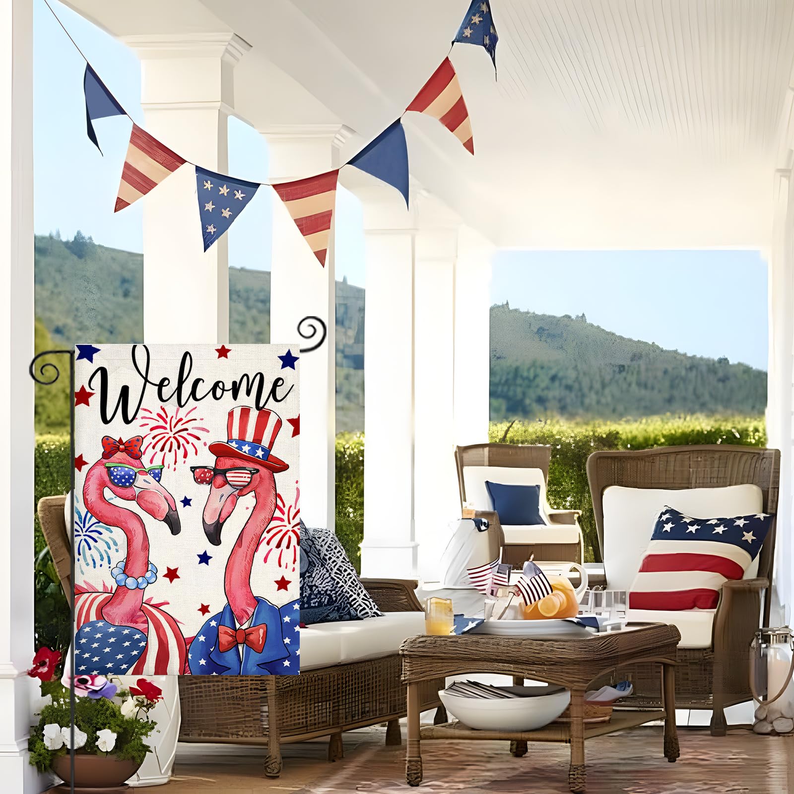 EKOREST double-sided flag shown from both sides for yard visibility