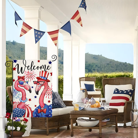 EKOREST double-sided flag shown from both sides for yard visibility