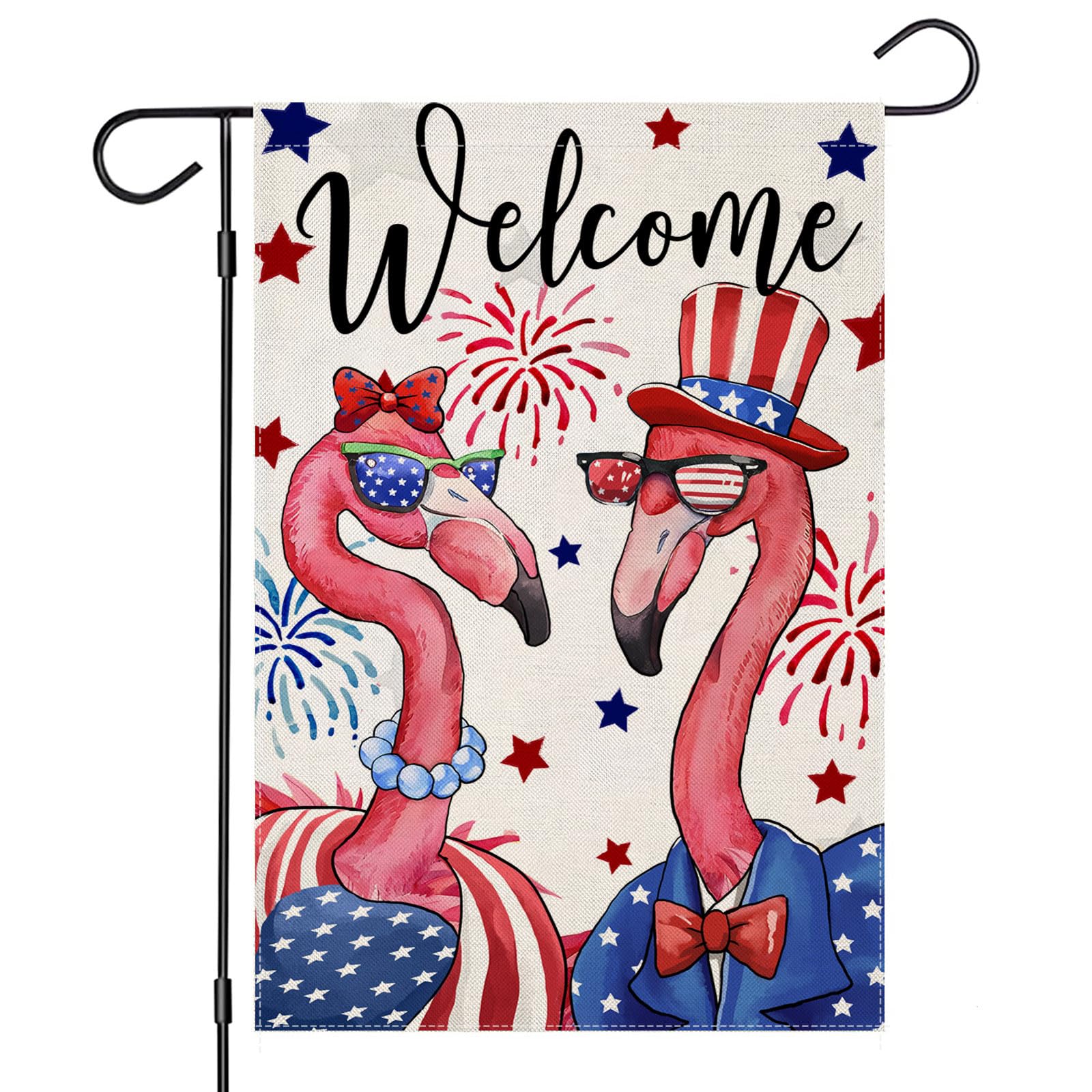EKOREST patriotic flamingo flag front view for vibrant outdoor display