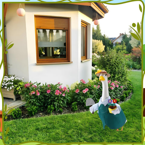 EKOREST porch decor goose outfit material closeup highlights UV resistance.