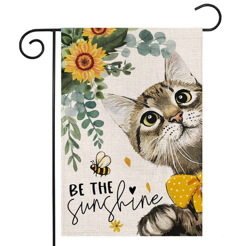 EKOREST Spring Cat Garden Flag with sunflowers adds cheerful curb appeal.