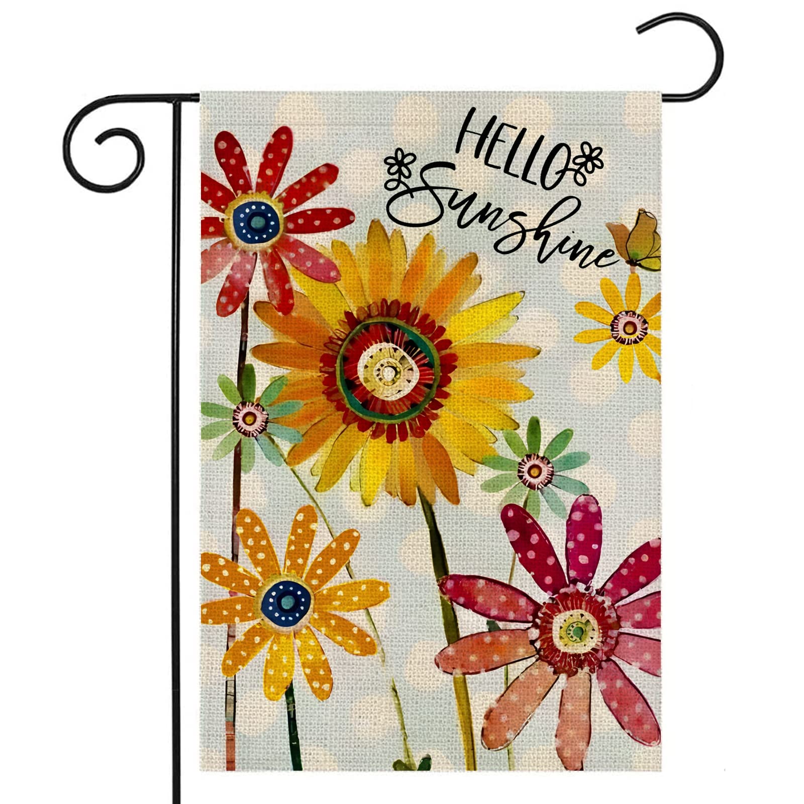 EKOREST Spring Flowers garden flag showcases sunflowers and daisies for welcoming guests outdoors.