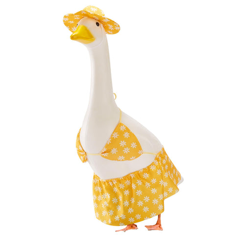 EKOREST spring porch goose outfit on a 23-inch statue adds playful curb appeal