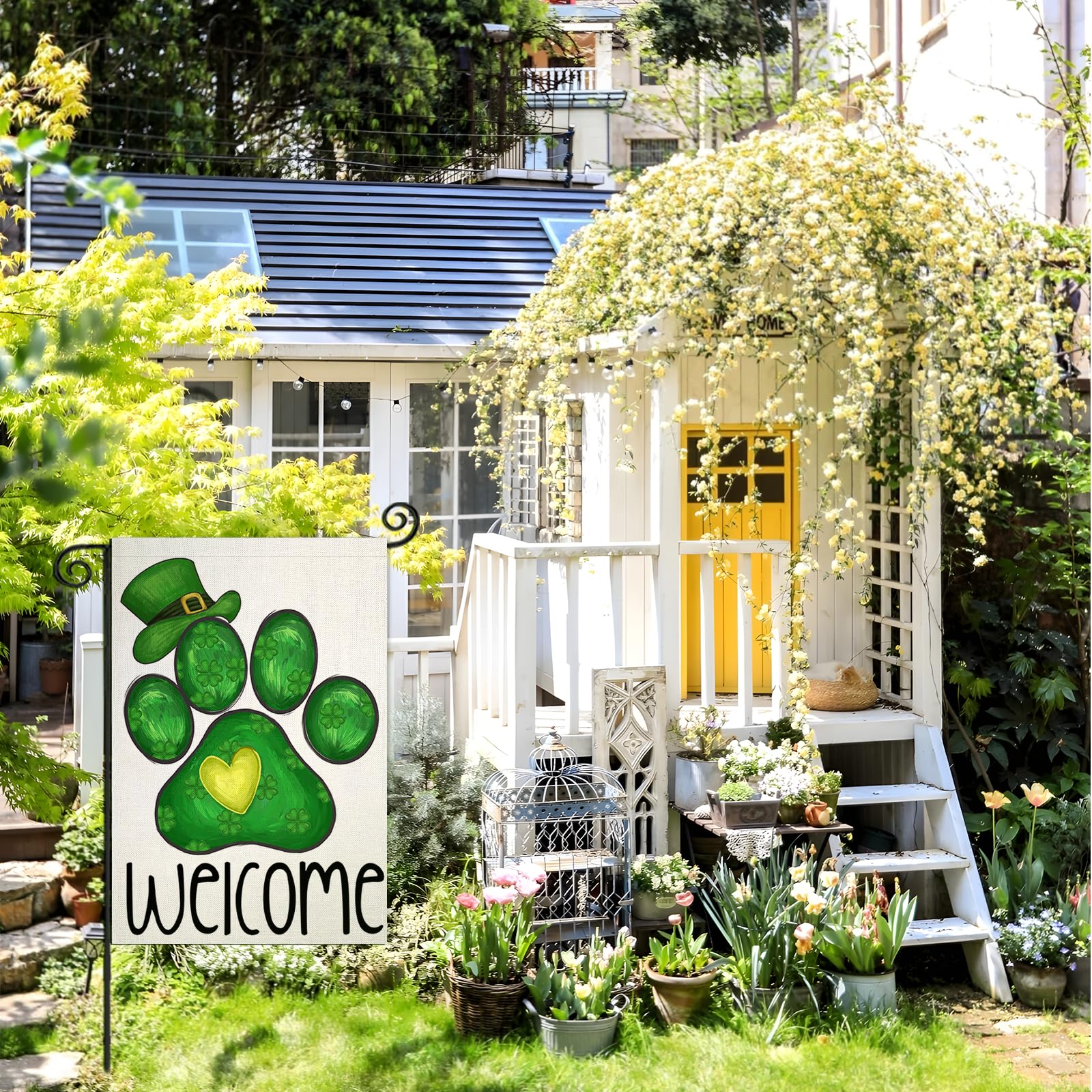 EKOREST double-sided garden flag displaying vibrant Saint Patrick's design for yard display.