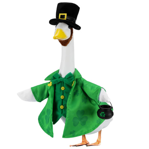 EKOREST formal hat with beard on goose outfit for festive outdoor decor