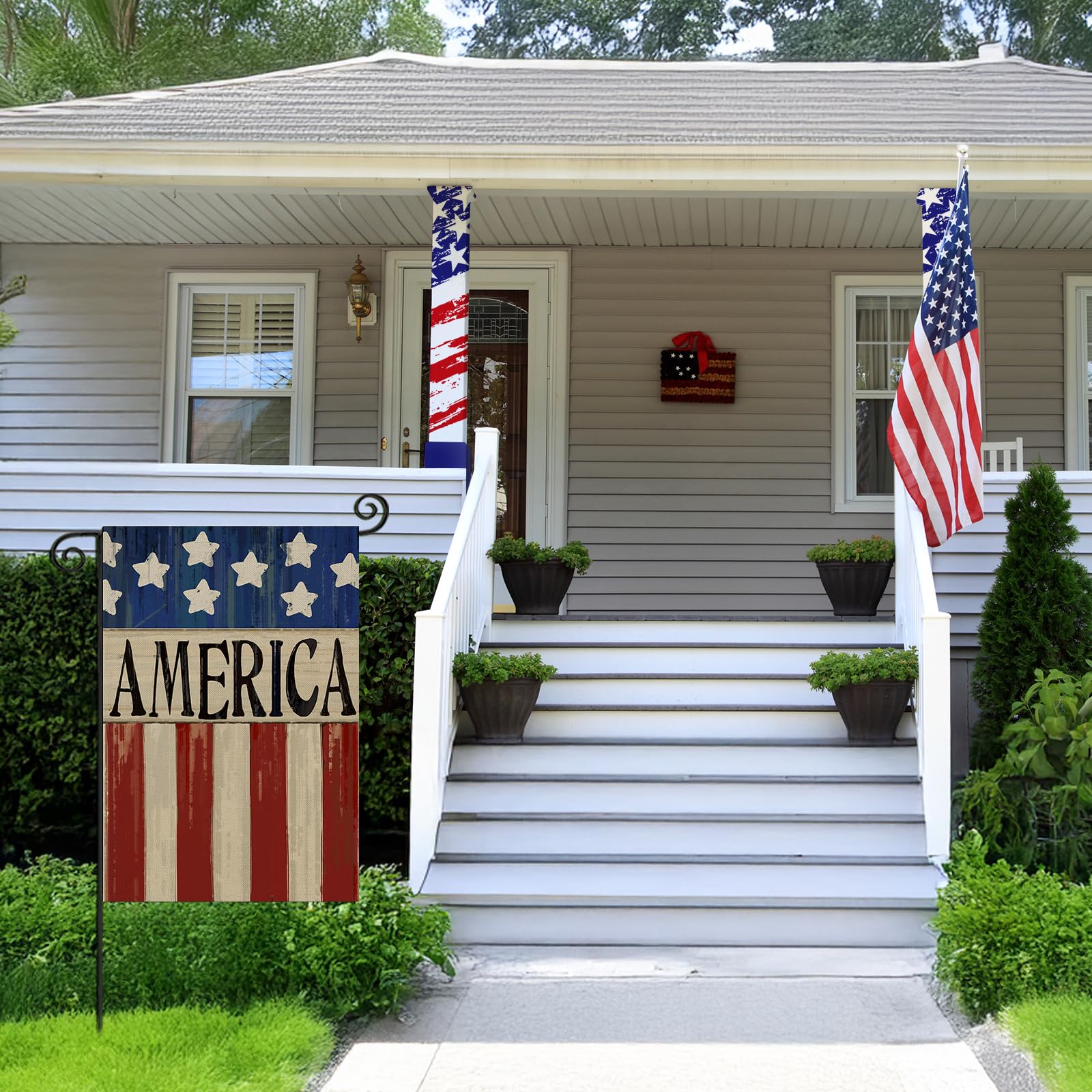 EKOREST summer garden flag displayed on porch or lawn, welcoming seasonal charm.