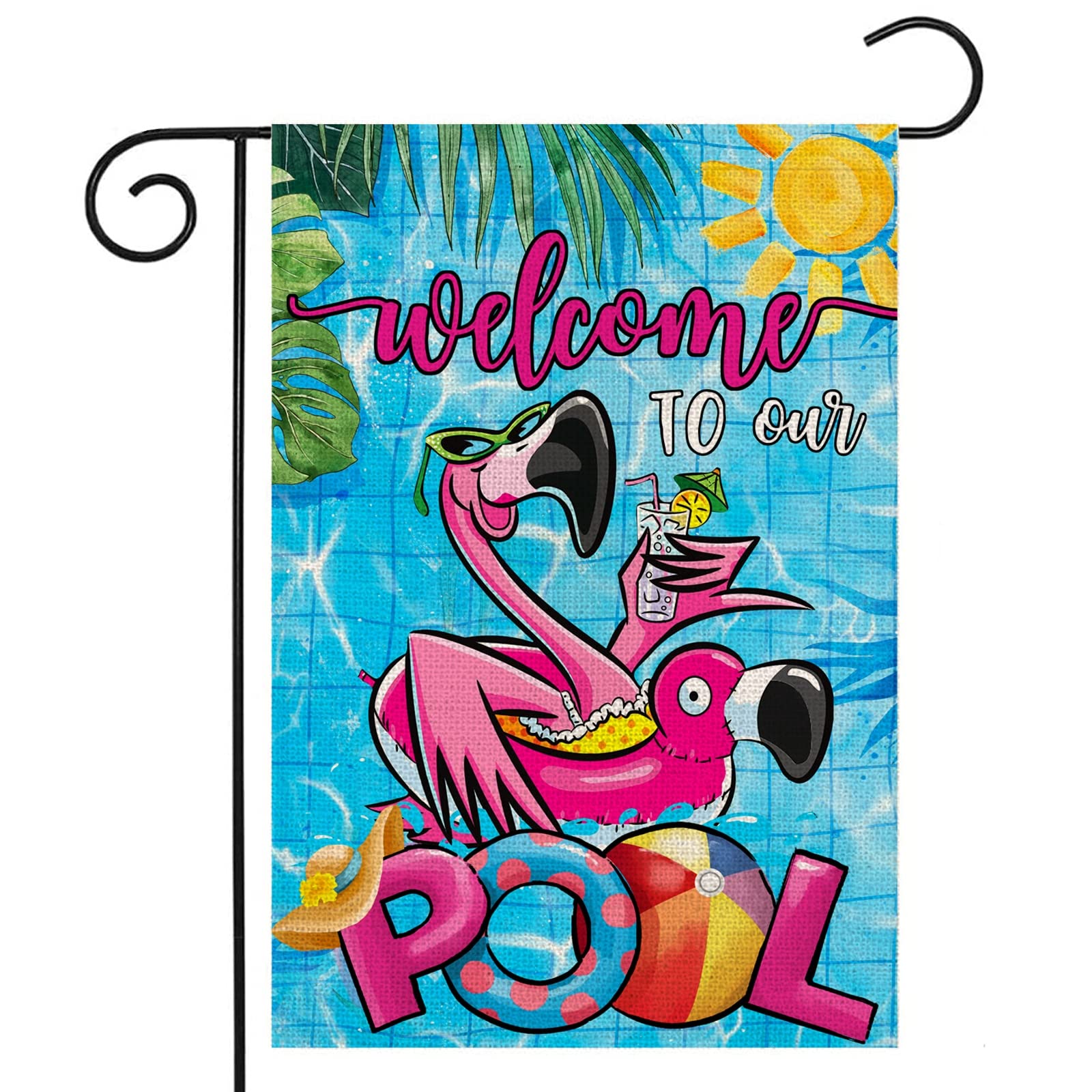 EKOREST summer pool flag with flamingo welcome brightens poolside spaces
