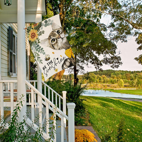 EKOREST sunflower cat flag double-sided with vibrant sunflower design.