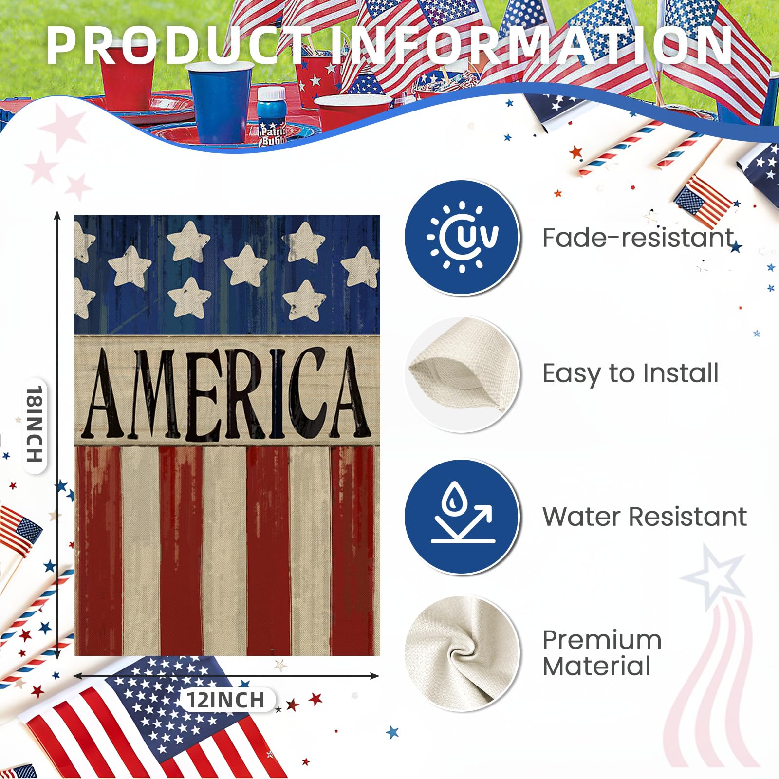 EKOREST vivid double-sided flag showcases retro American design from every angle.