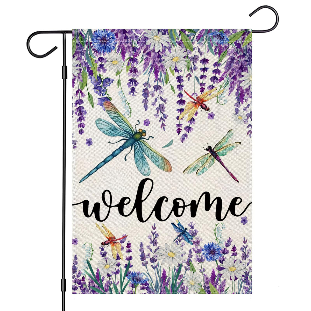 EKOREST Welcome Spring garden flag in burlap for outdoor porch decor.
