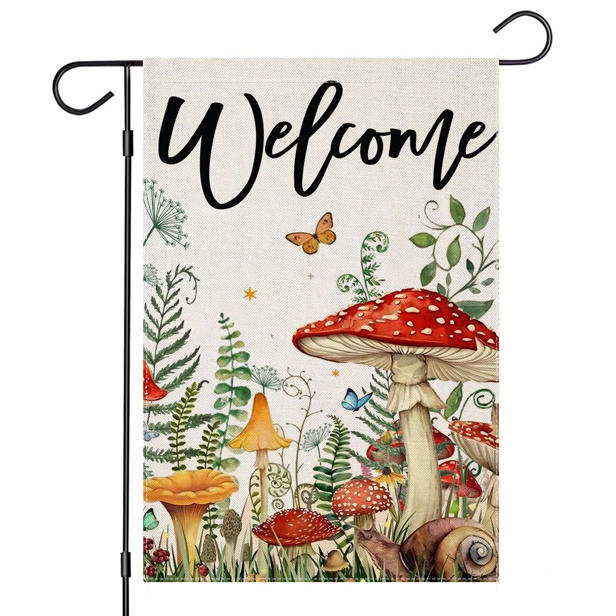 EKOREST Welcome Spring garden flag, 12x18 burlap, outdoor welcome visual