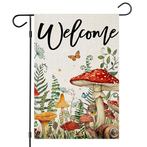 EKOREST Welcome Spring garden flag, 12x18 burlap, outdoor welcome visual