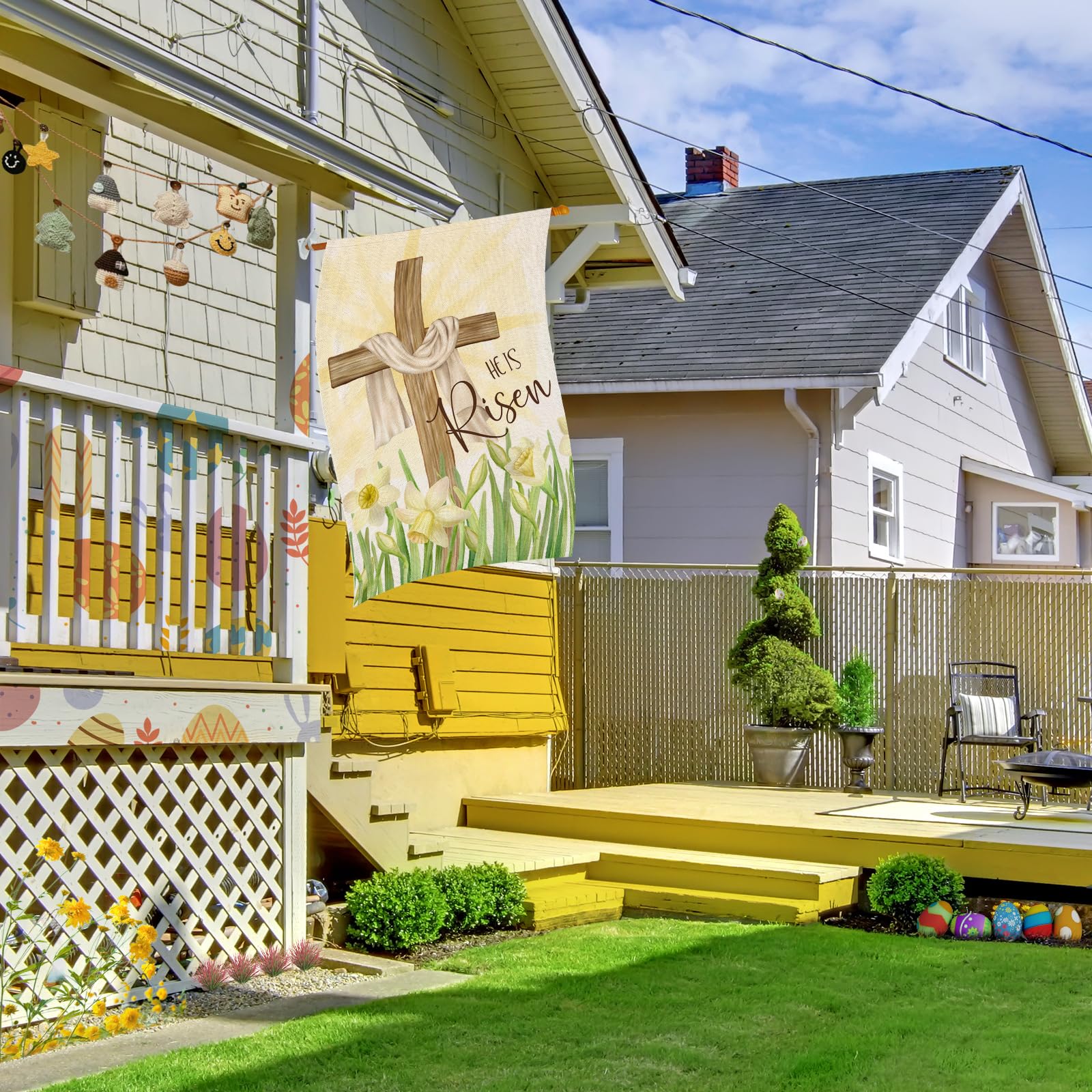 EKOREST Yard flag decor for porch, patio or garden.