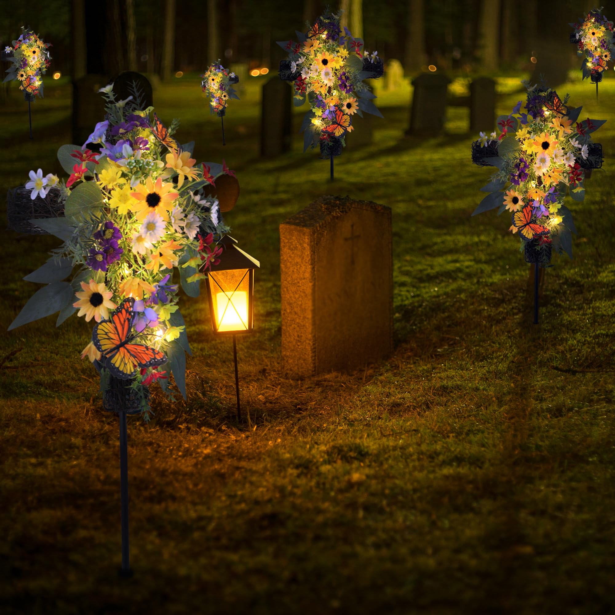 Eksen Solar Cross Garden Stake lights up outdoor spaces with energy-efficient LEDs.