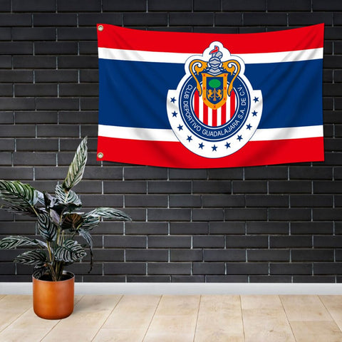 Eksent Chivas fans flag with crest detail for game day enthusiasm