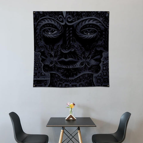 Eksent banner showing brass grommets for wall hanging