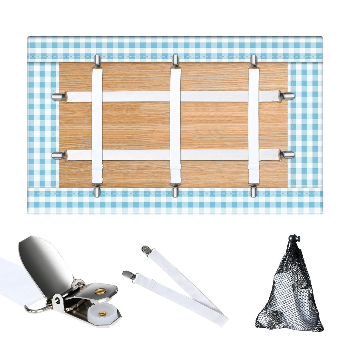 Eksinzenith table cloth clips with hidden straps for instant setup during meals