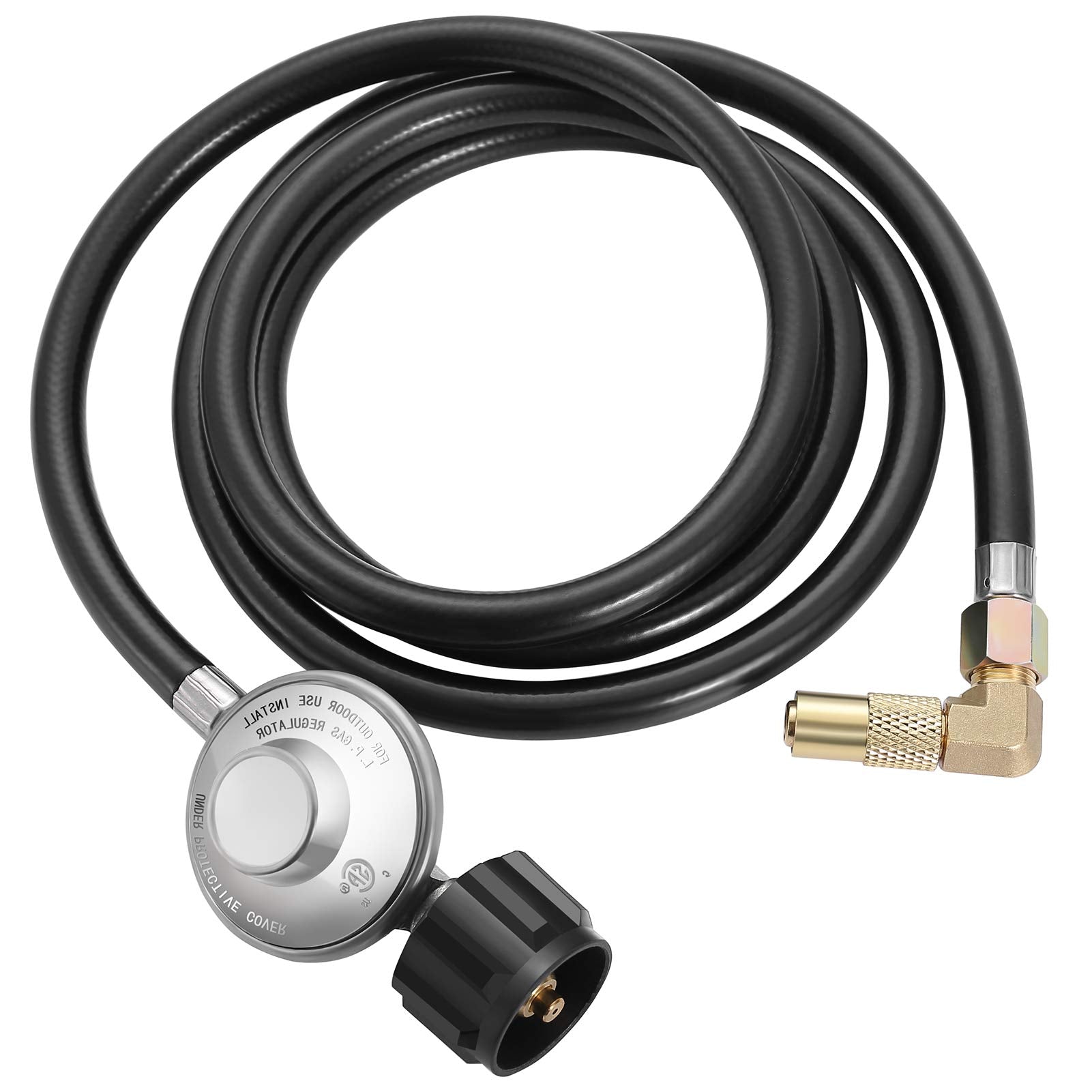 Elaeagnus 6ft propane hose with regulator enables quick Blackstone setup.