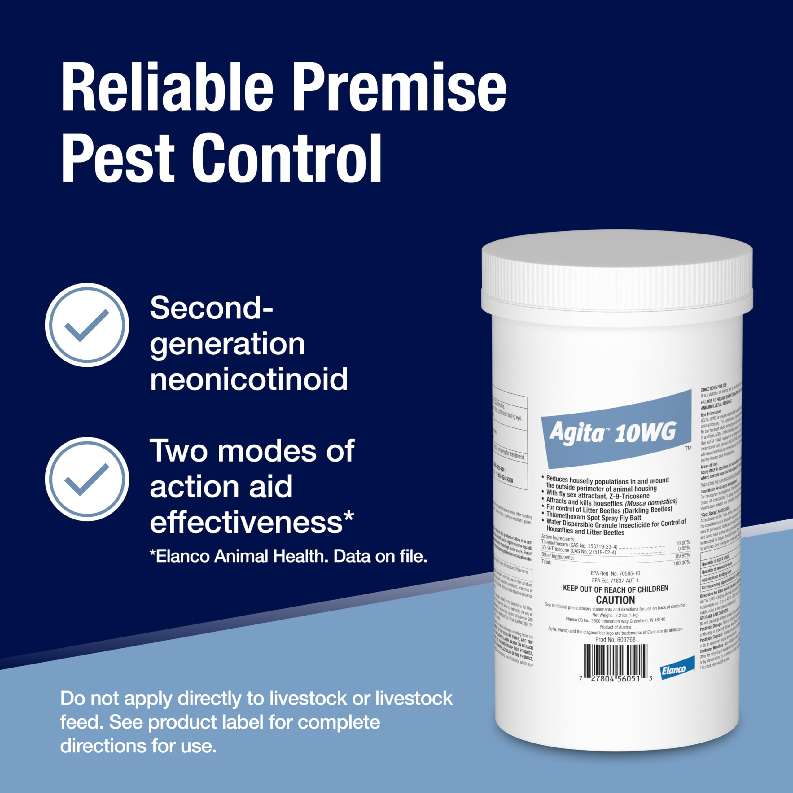 Warm water mixing of Elanco Agita 10 WG for spray-ready solution