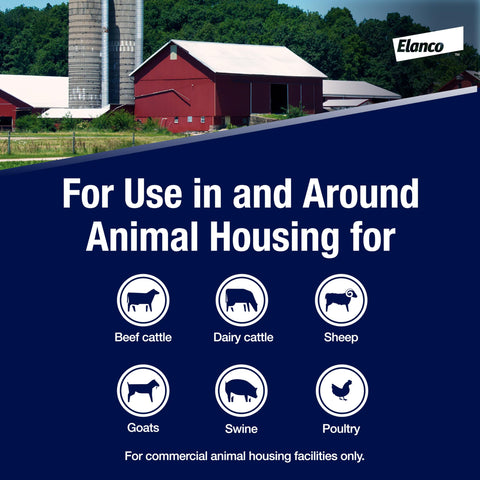 Elanco Agita 10 WG being sprayed around animal housing to target flies and beetles