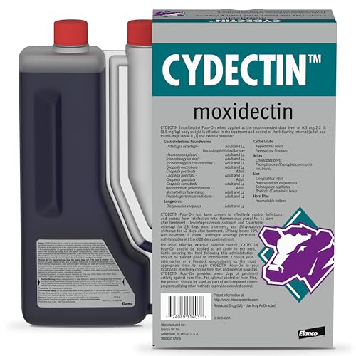 Cydectin Pour-On being applied to dairy cattle for parasite control.