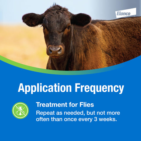 Elanco CyLence pour-on targets horn flies and biting lice for livestock health.