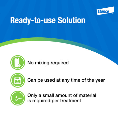 Elanco CyLence pour-on bottle shown as a ready-to-use product with no mixing.