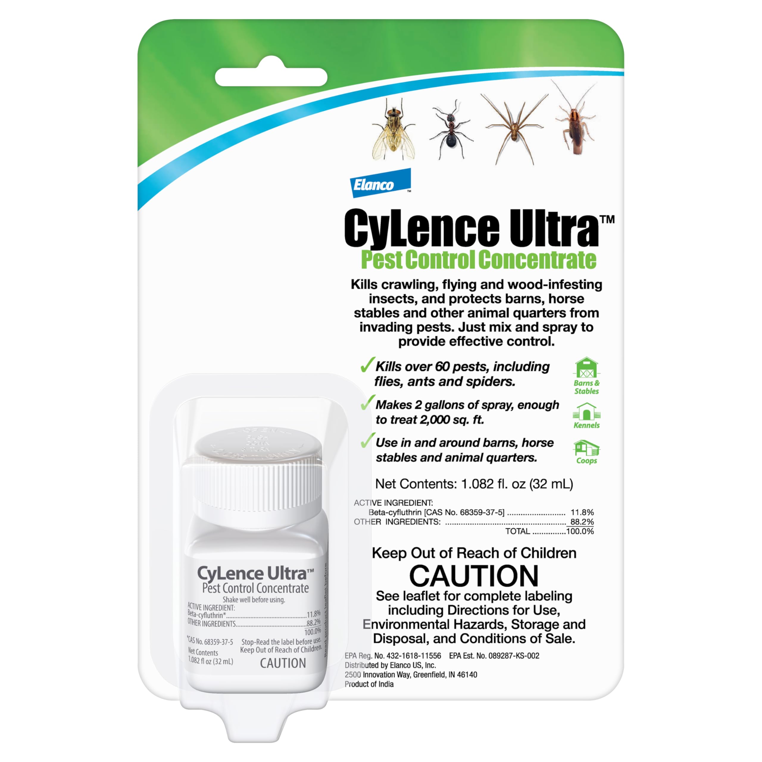 Elanco CyLence Ultra concentrate bottle ready for indoor and outdoor pest control use.