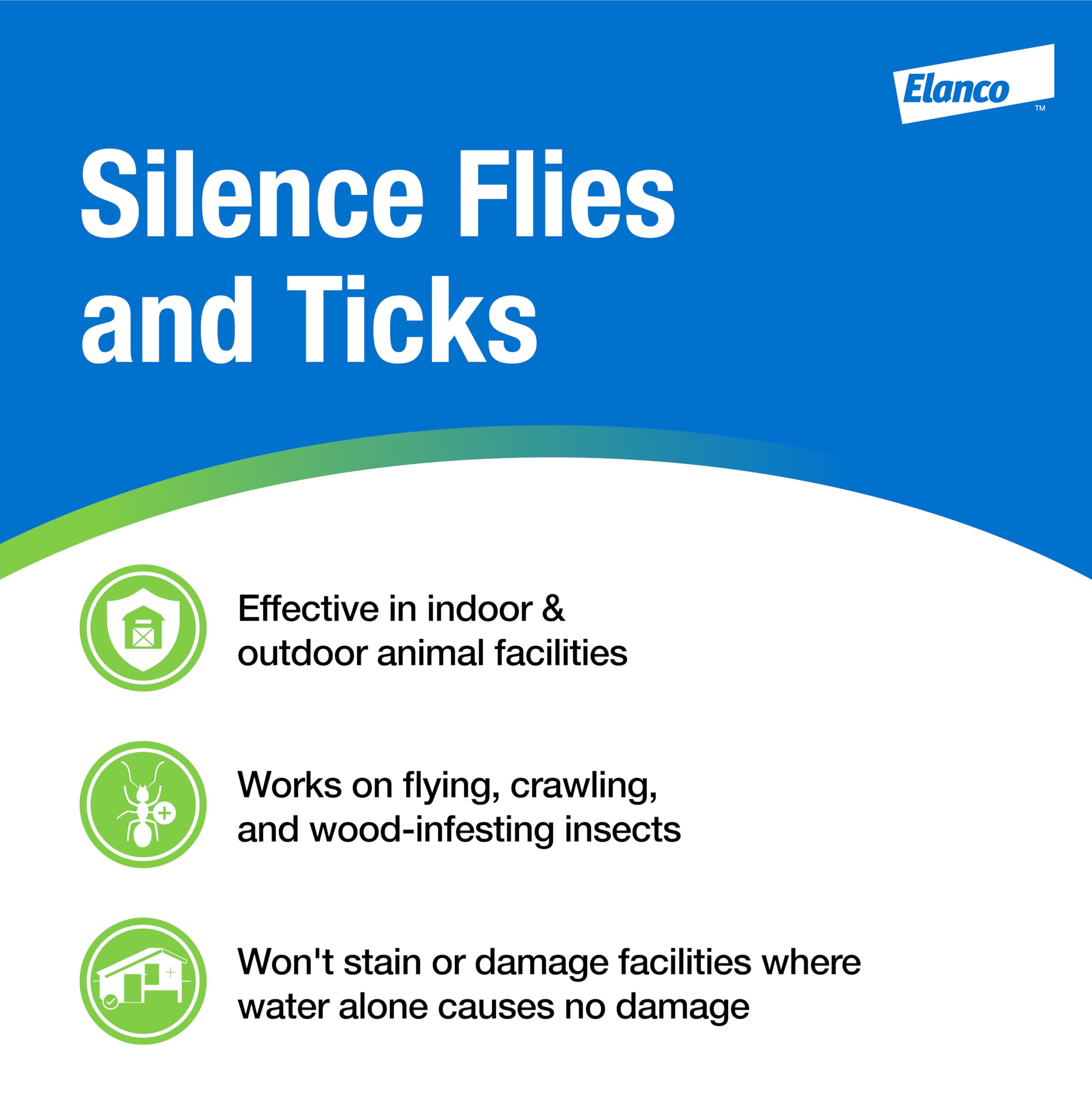 Elanco CyLence Ultra Premise Spray targets flies and ticks effectively.