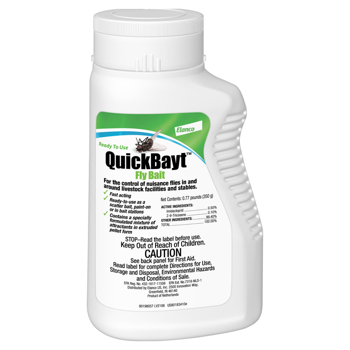 Elanco QuickBayt Fly Bait pellets help attract and eliminate nuisance flies quickly.