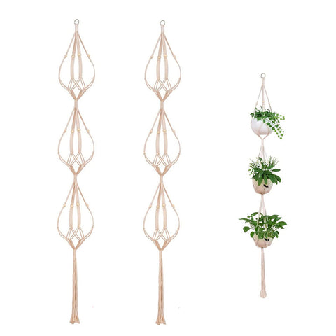 ELANE 2PCS 3-Tier macrame hangers with stand showcased for stylish space-saving decor