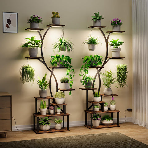 Elaruslux 9-tier plant stand 62in displaying lush indoor greenery for multiple pots