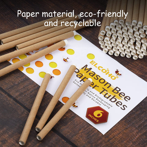 Elcoho 60-pack mason bee nesting tubes supports ongoing outdoor pollinator projects.