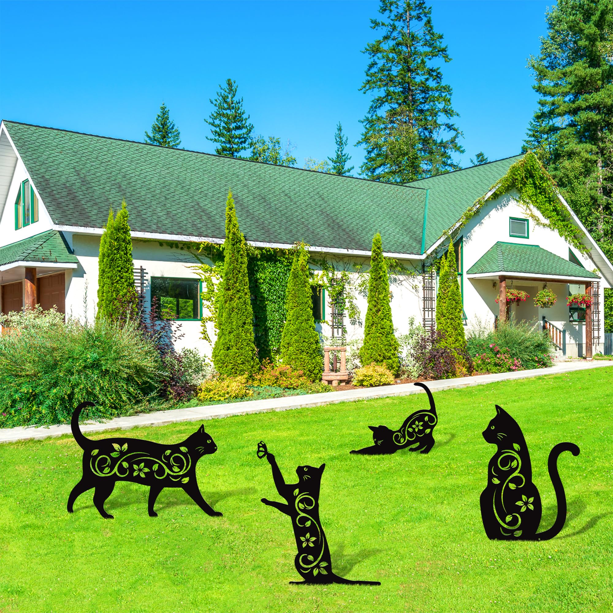 Elcoho four distinct cat shapes offer playful variety in the yard