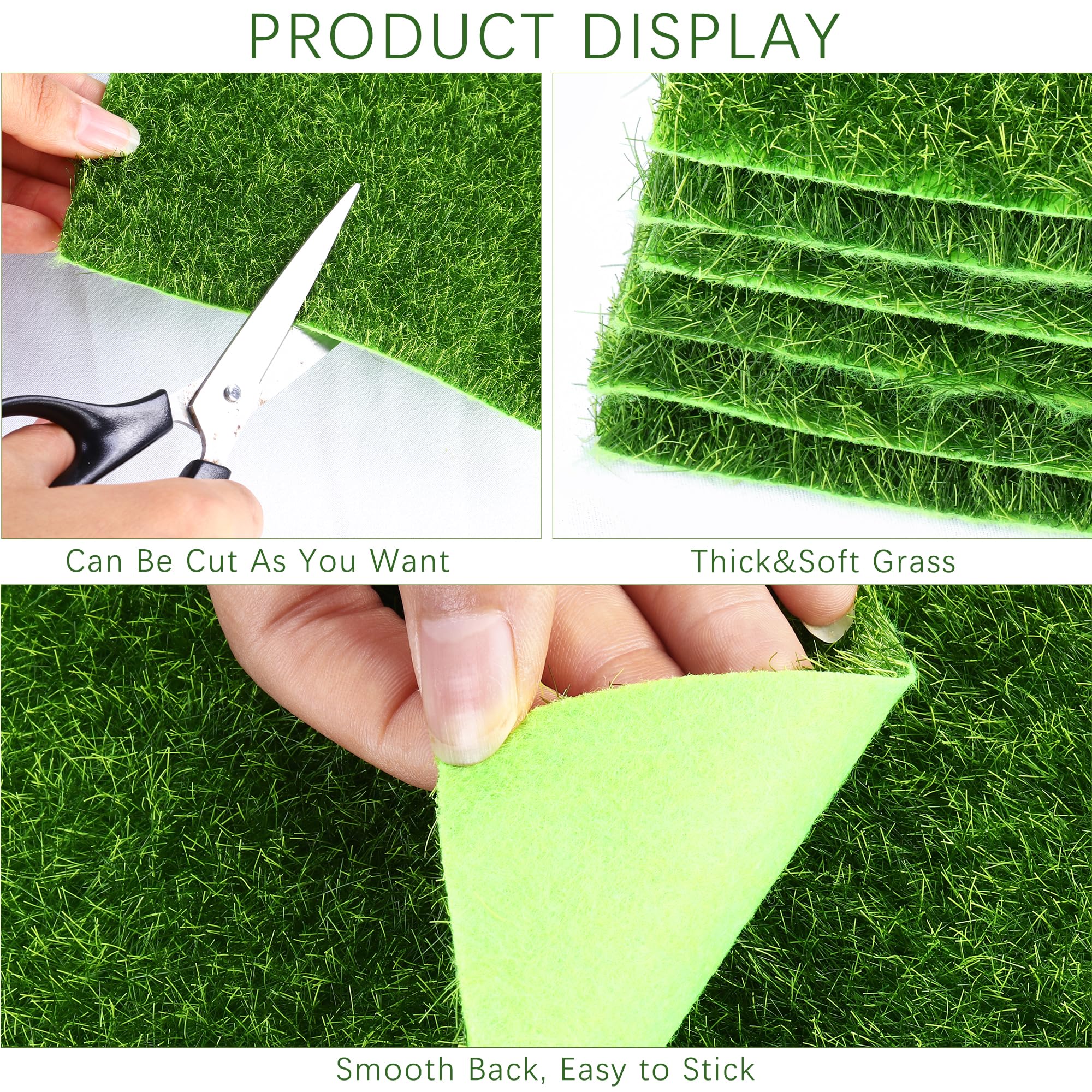 Elcoho dollhouse grass tile, vibrant green look ideal for fairy worlds.