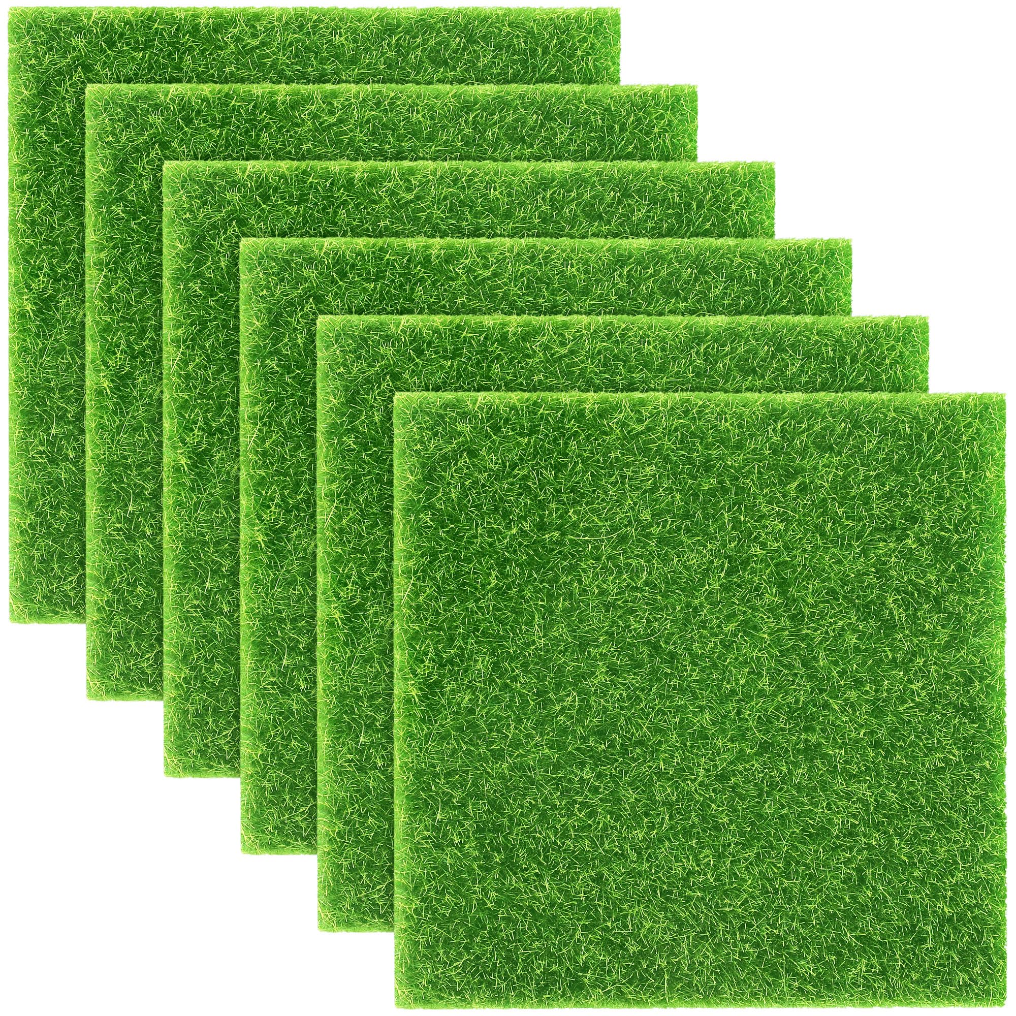 Elcoho fairy garden grass 6x6 inch piece for miniature scenes, durable and easy to clean.