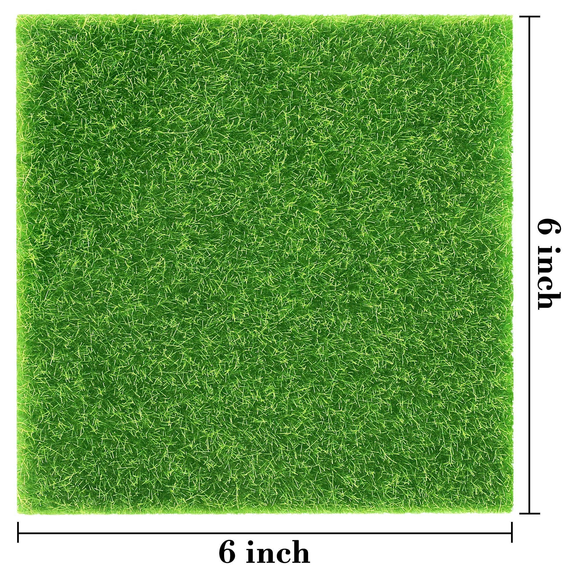 Elcoho fairy garden grass 6x6 inch piece, ideal for dollhouse greenery projects.