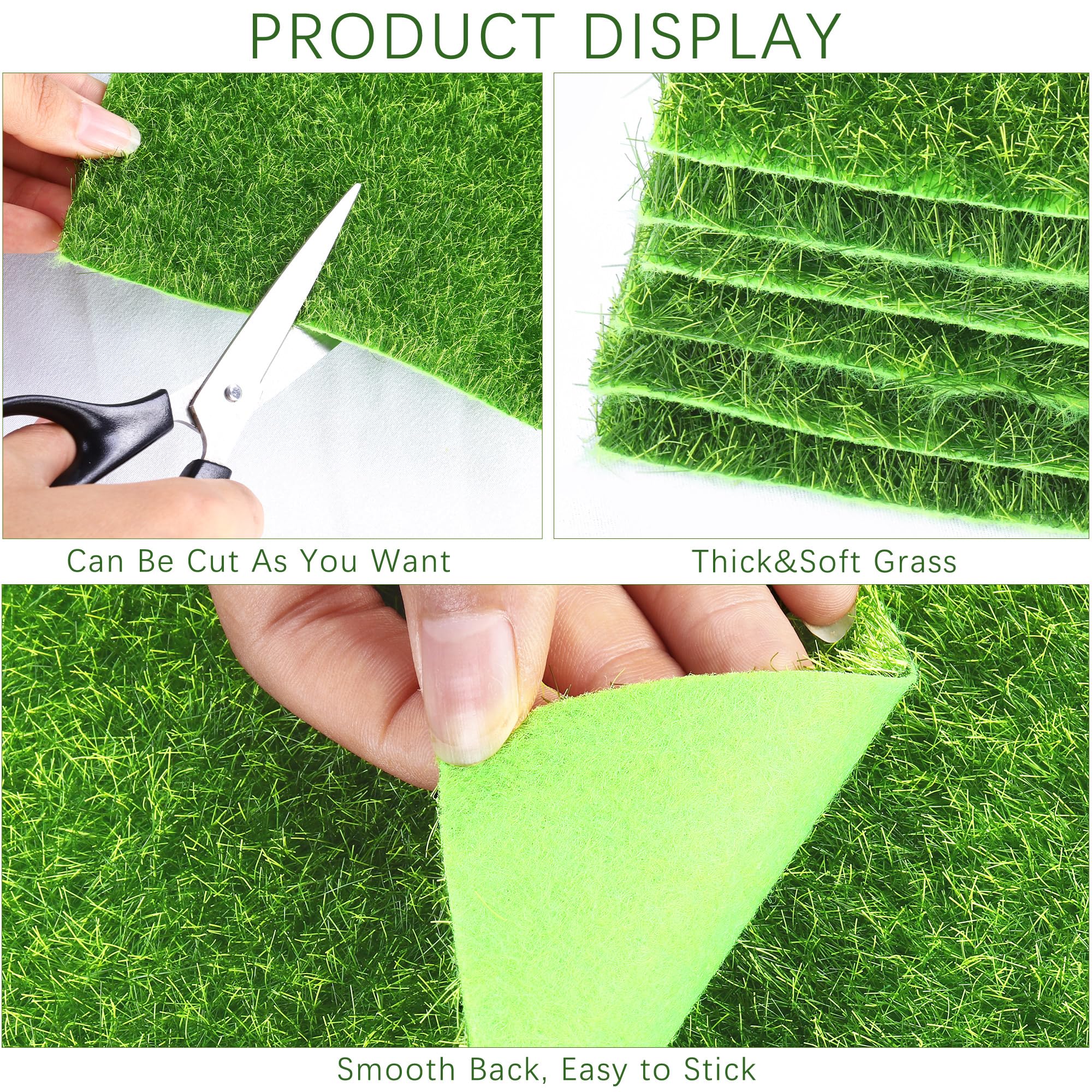 Elcoho 6x6 inch miniature grass panel, waterproof and reusable for small dioramas.