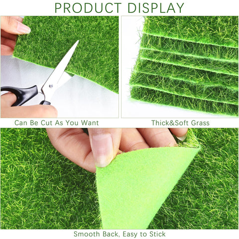 Elcoho 6x6 inch miniature grass panel, waterproof and reusable for small dioramas.