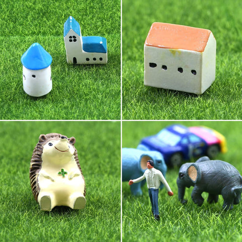 Elcoho 6x6 inch grass piece for fairy gardens, provides lush, low-maintenance scenery.