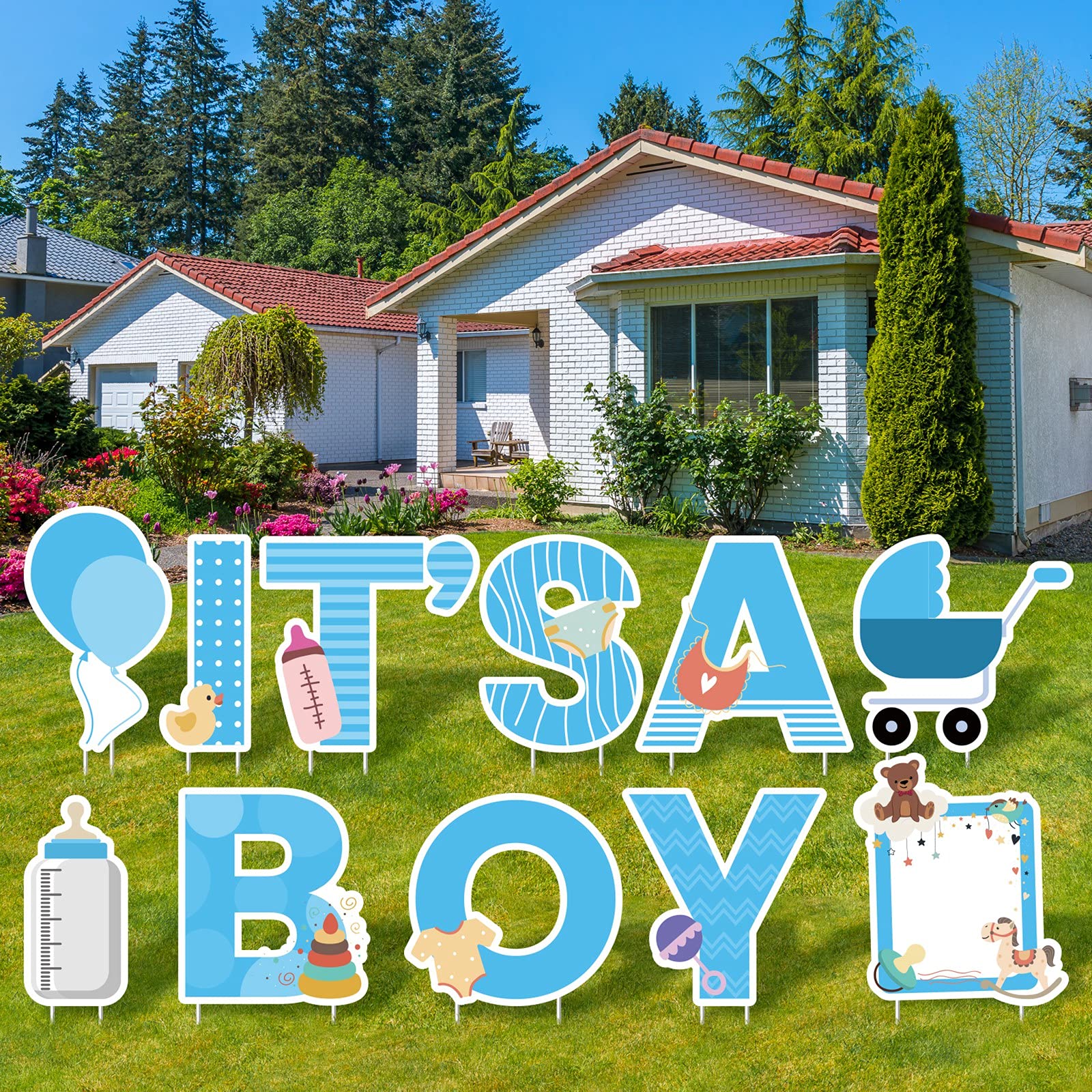 Elcoho IT'S A BOY outdoor decor boosts garden party atmosphere.
