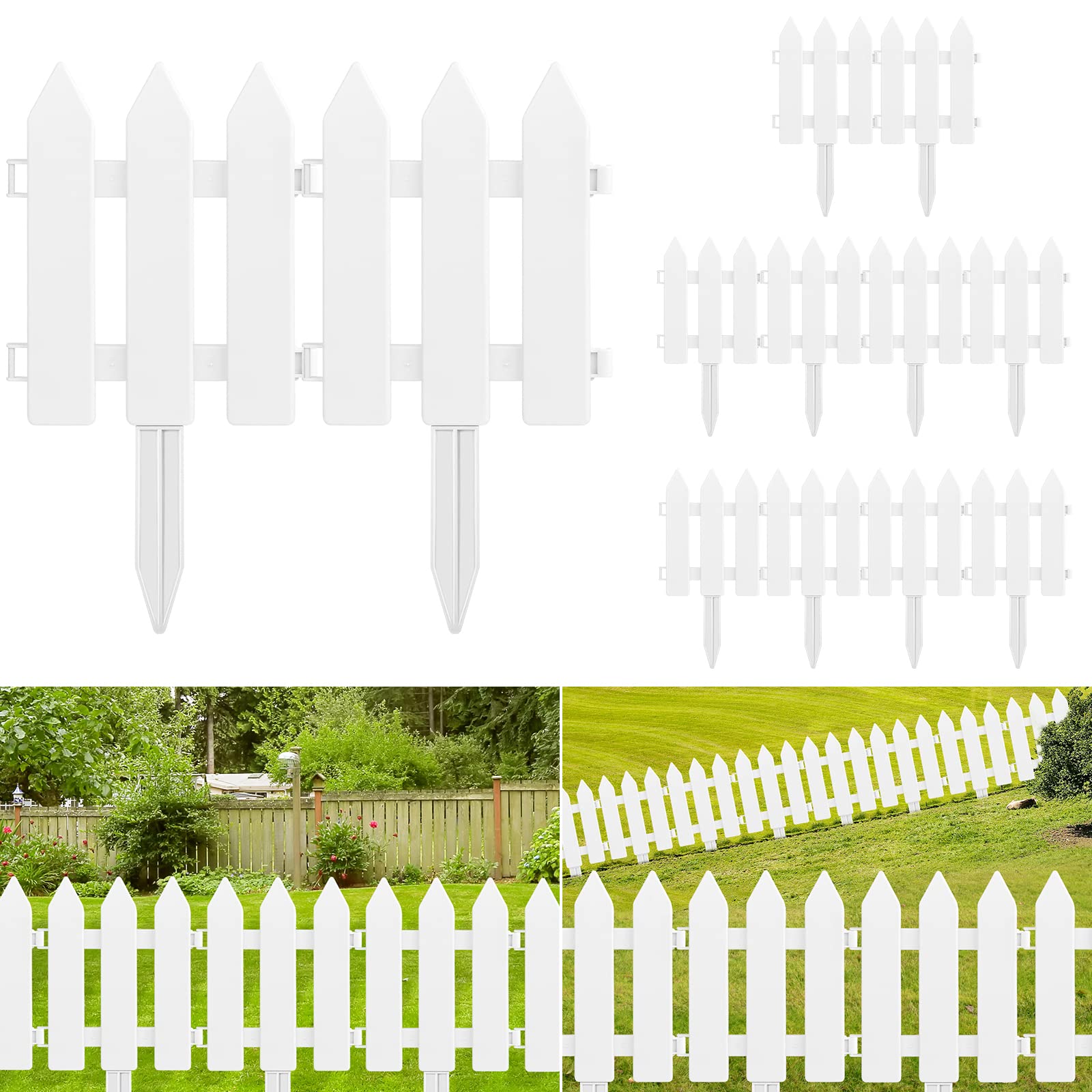 ELECLAND garden fence 12-piece set white enhances borders and aesthetics