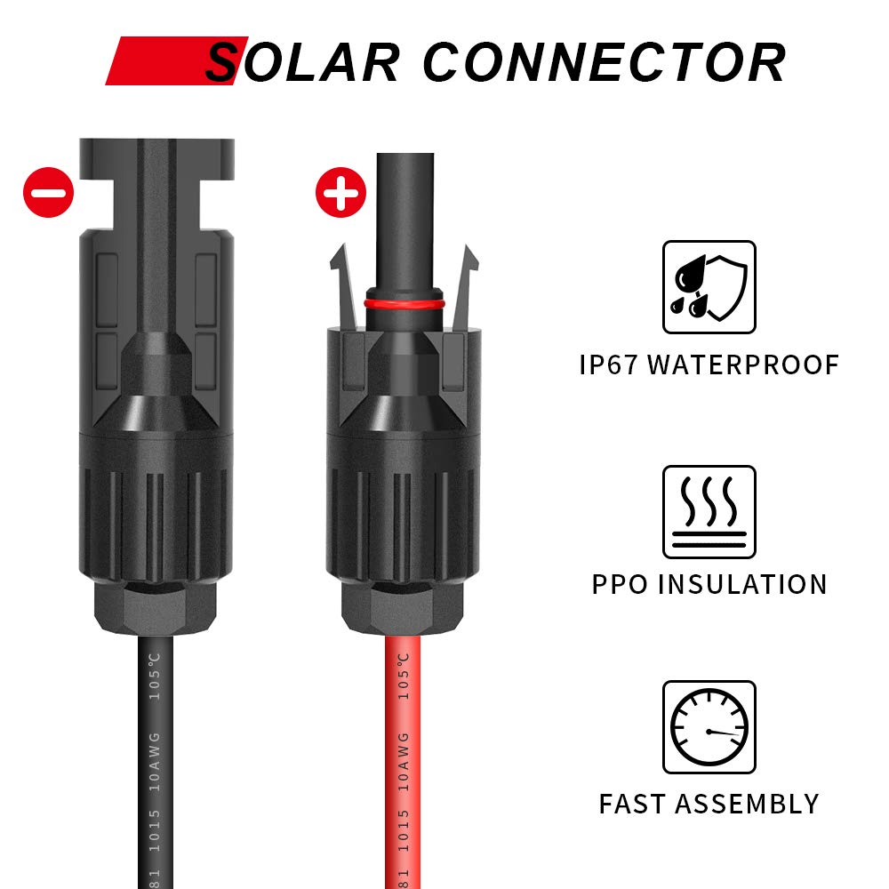ELECTOP SAE to male and female connectors for quick RV solar hookups.