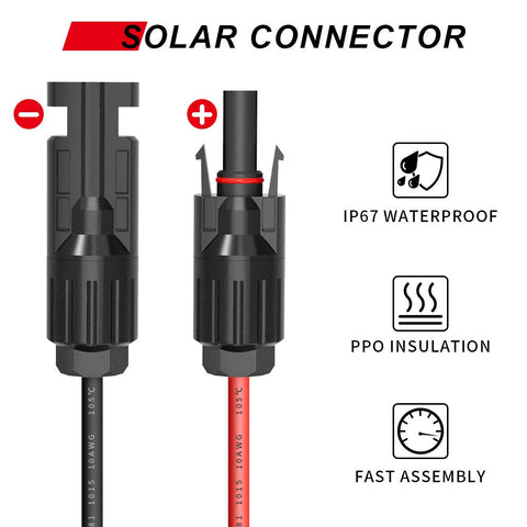 ELECTOP SAE to male and female connectors for quick RV solar hookups.