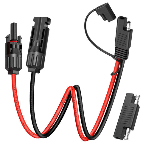 ELECTOP solar panel connector extension showing heavy-duty 10AWG copper wire for low loss.