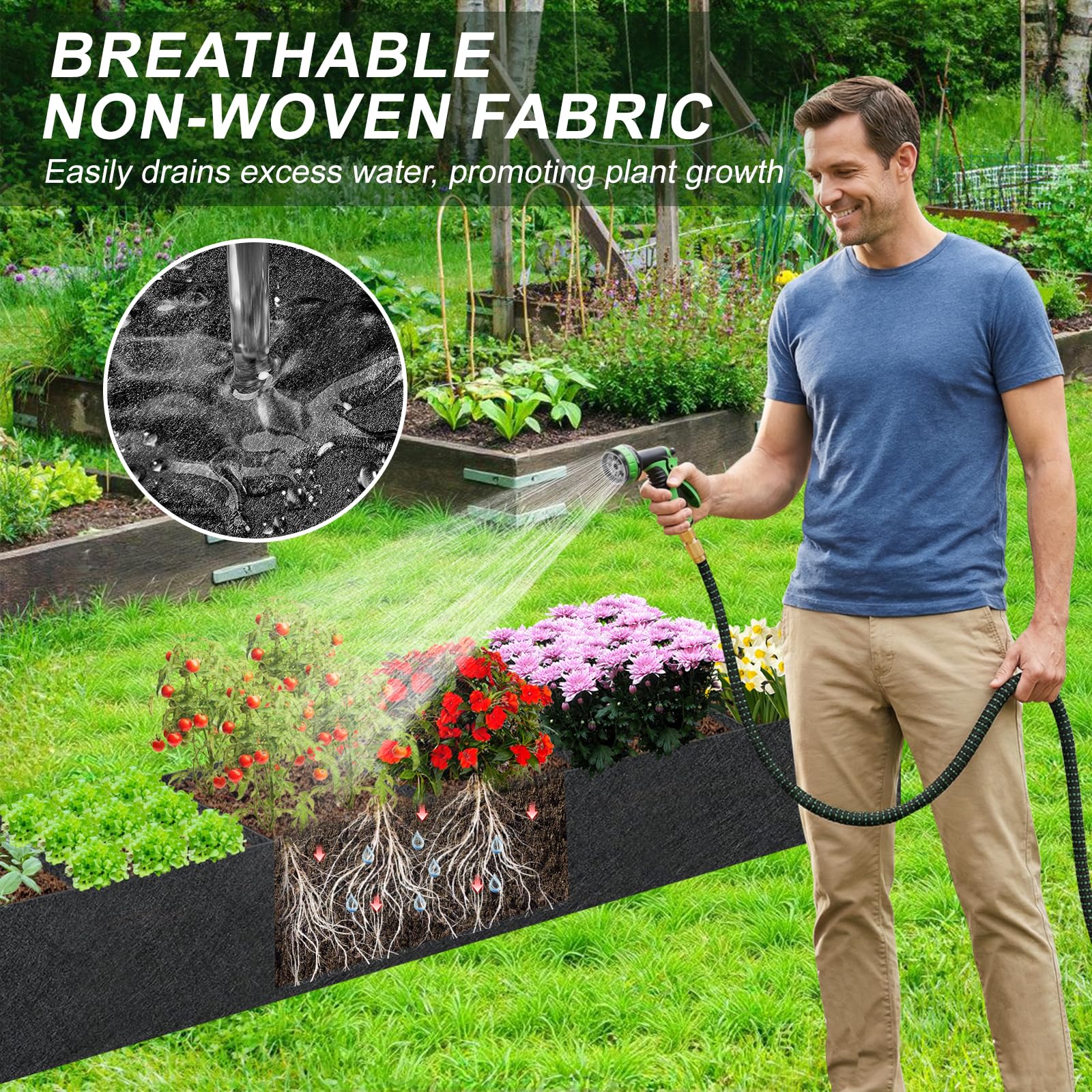 Elefama rectangle grow bag ideal for patios and balconies with tidy garden layouts.