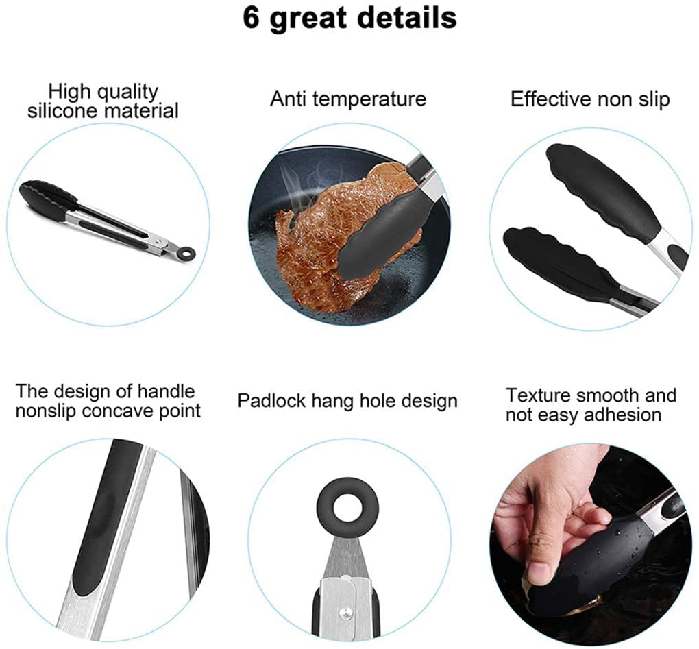 Elegantcharm nonstick silicone tip ends protect pans while lifting delicate ingredients.