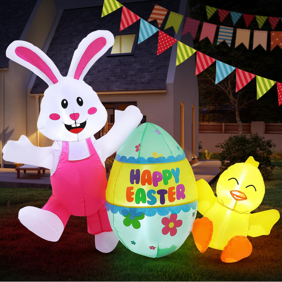 Elegear Easter inflatable bunny and chick for festive yard display and family photos