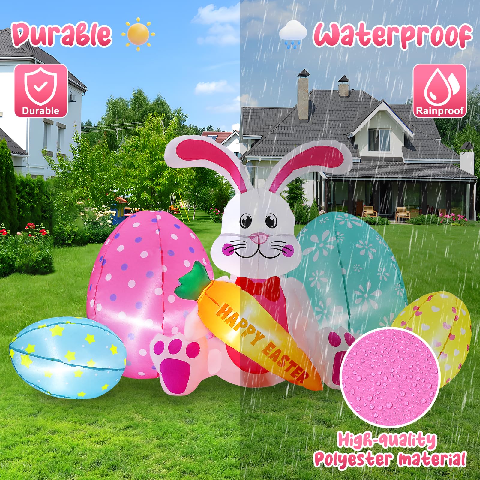 Elegear Easter LED lights brighten the display from day to night.